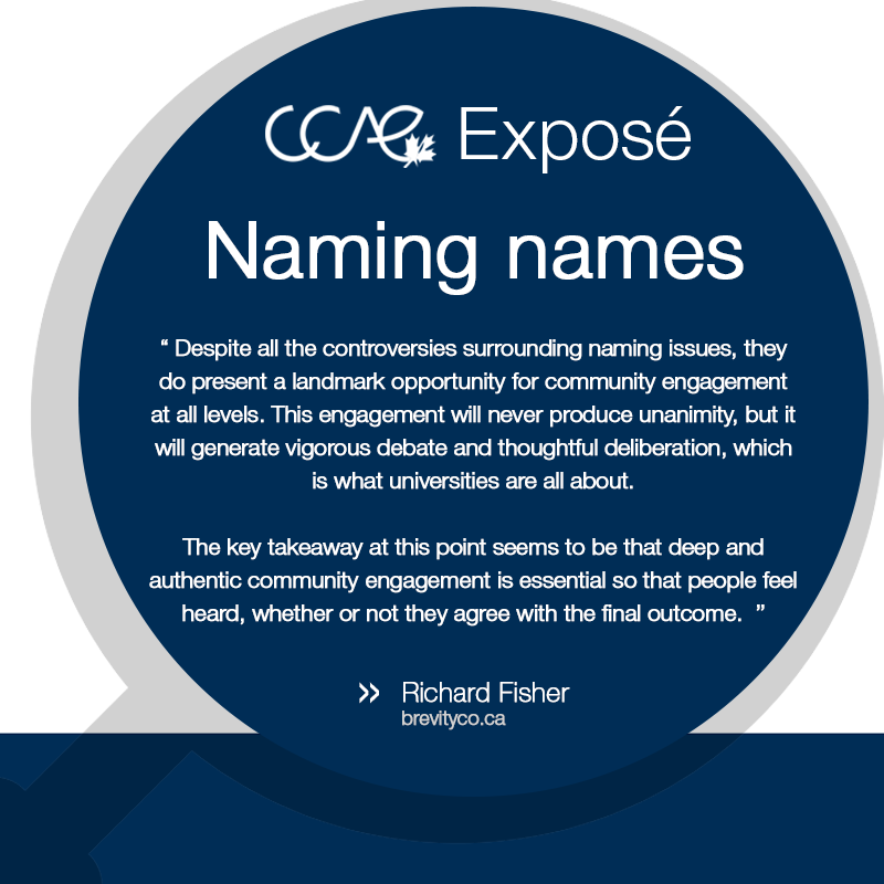 CCAECanada's tweet photo. Need something awesome to do this weekend? The 3rd CCAE Exposé, #NamingNames is here! Featuring an engaging conversation w @Bertrand_KM @queensualumni & @julietrentuvp @TrentAlumni & the companion article by Richard Fisher: https://t.co/heMWnNwekq https://t.co/jFCryLzsVO