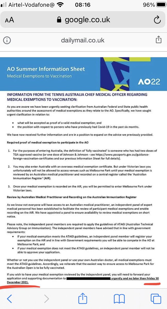 <a href="/jonny_b69/">J B 🇺🇦</a> <a href="/DjokerNole/">Novak Djokovic</a> <a href="/novakfoundation/">Novak Djokovic Foundation</a> 2/2 according official letter <a href="/TennisAustralia/">TennisAustralia</a> applications for exemption were due by 10 Dec so by testing positive on 16 December he has missed the deadline in any case. All very mysterious. Whatever the outcome people must abide by the rules and not abuse them as appears here