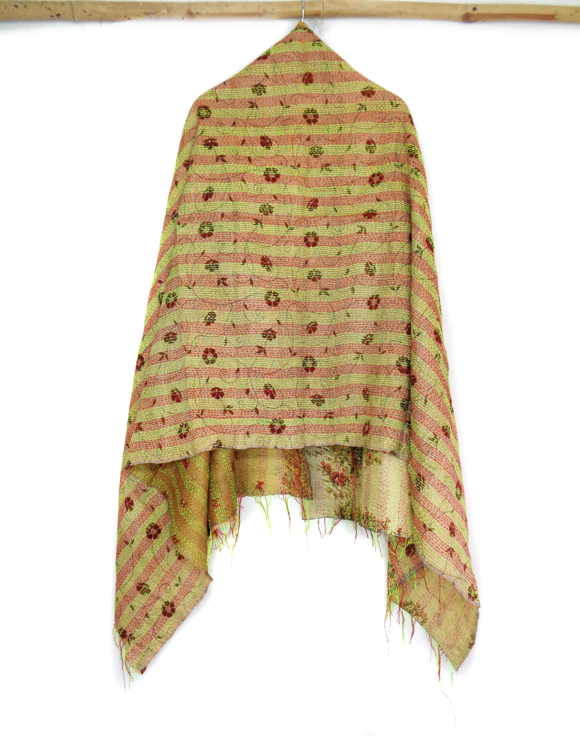 Silk Kantha Scarf Neck Wrap Stole veil Hijab Scarves Reversible Sew Long  KR61