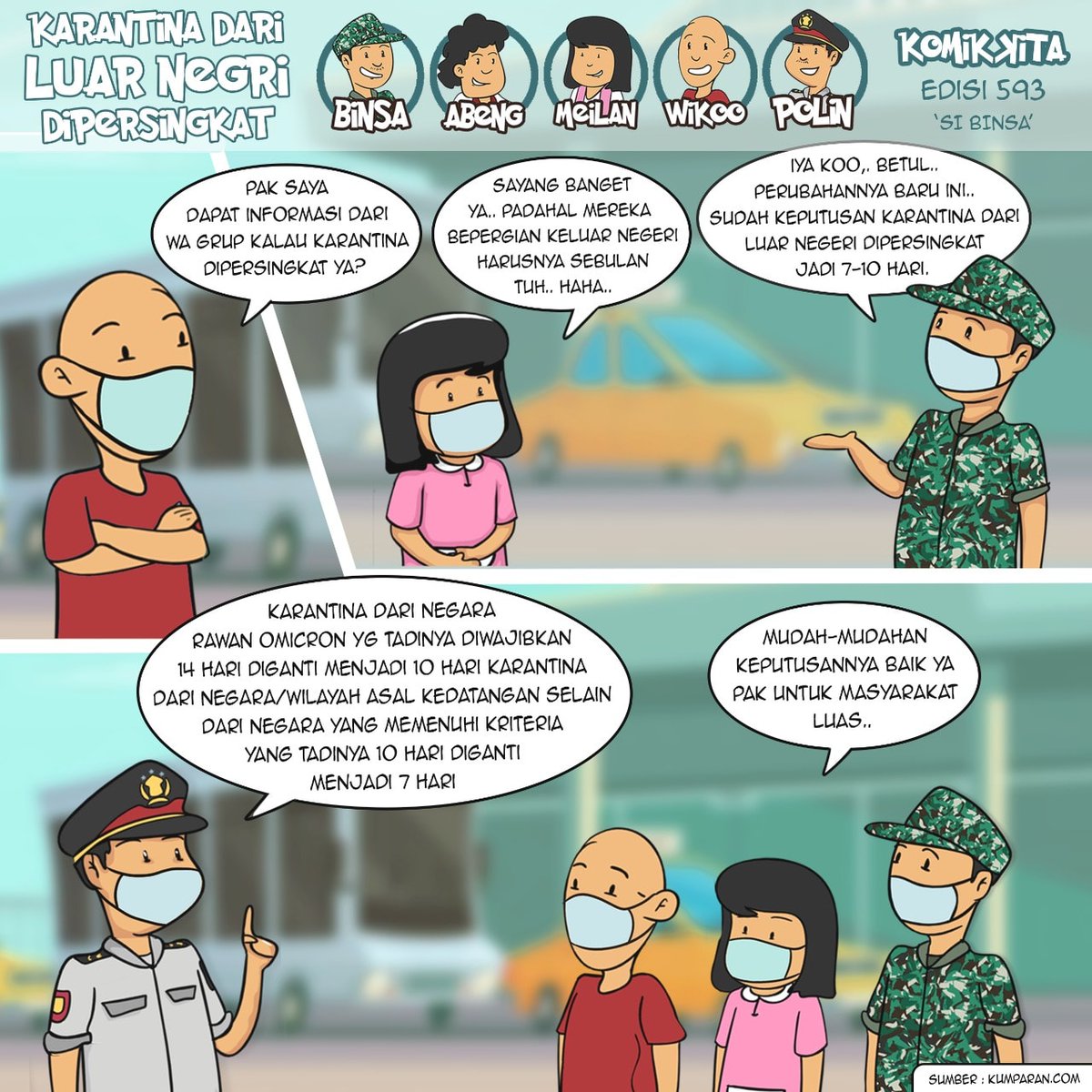 Sobat Binsa, saat ini ada peraturan baru mempersingkat masa karantina. Simak yuk🇲🇨

#KomikKita #SiBinsa #P5TNI #MasTagar #StopCovid19