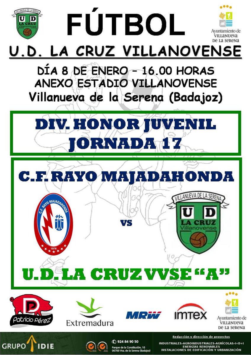DHJ/ Vuelve la máxima categoría juvenil al anexo, esta tarde nos enfrentamos al <a href="/RMajadahonda/">CF Rayo Majadahonda 🤍⚡️💙</a> .
Sabado soleado+buen futbol= Todos al anexo!💚💚⚔️⚔️💪🏼💪🏼
Os esperamos a las 16H