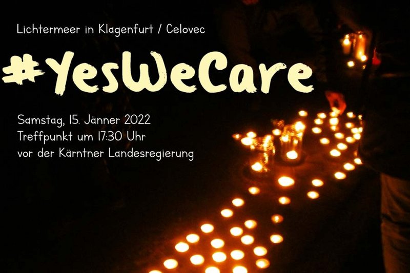 #yesWeCare #Lichtermeer am 15. Jänner 2022 ab 17.30 in #Klagenfurt #celovec vor der Landesregierung #yeswecareKlagenfurt

mein-klagenfurt.at/aktuelle-press…