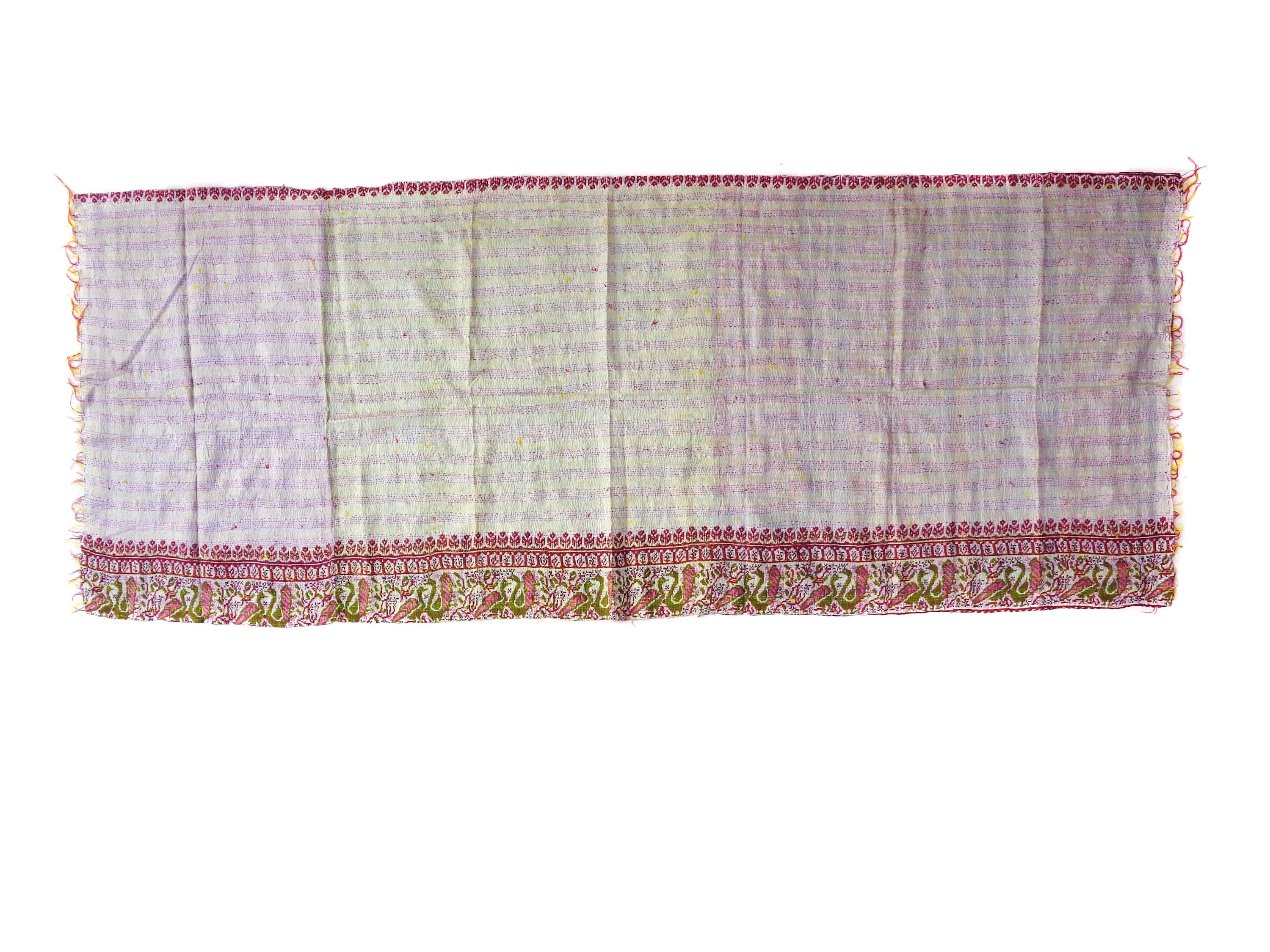 Handmade long Silk Kantha Scarf Head Wrap Stole Dupatta Hand Quilted Women Shawl Stitched KR21