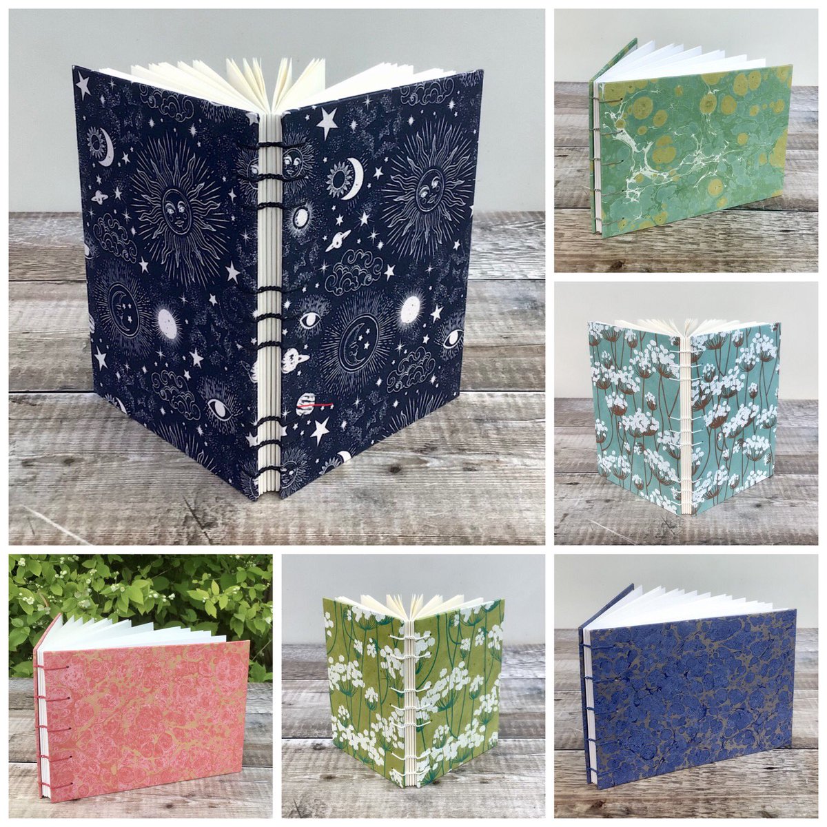 A handful of Coptic stitch journals and watercolour colour sketchbooks to inspire your journaling and artistic creativity 
📖 ✍️ 🎨 
#UKGiftHour #shopindie #giftideas #journaling #artistontwitter 

handcraftedbooksbysueday.co.uk/shop