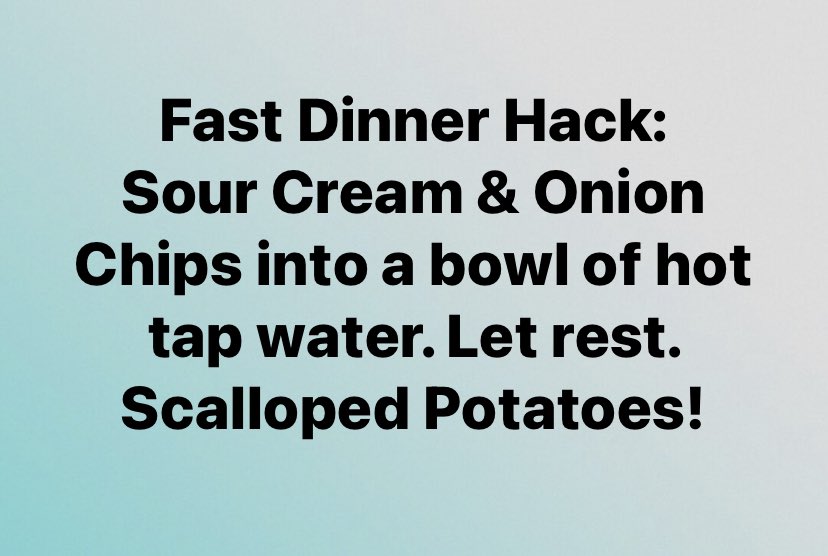 JeffQuigley's tweet image. so yummy!🤮
#dinnerhack #sourcreamandonion #potatochips #hottapwater #scallopedpotatoes #followmeformorerecipes