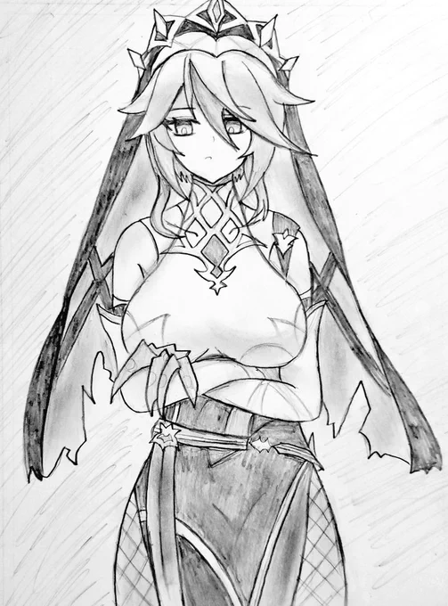 鉛筆1本描き
原神で愛用中のロサリアさん 