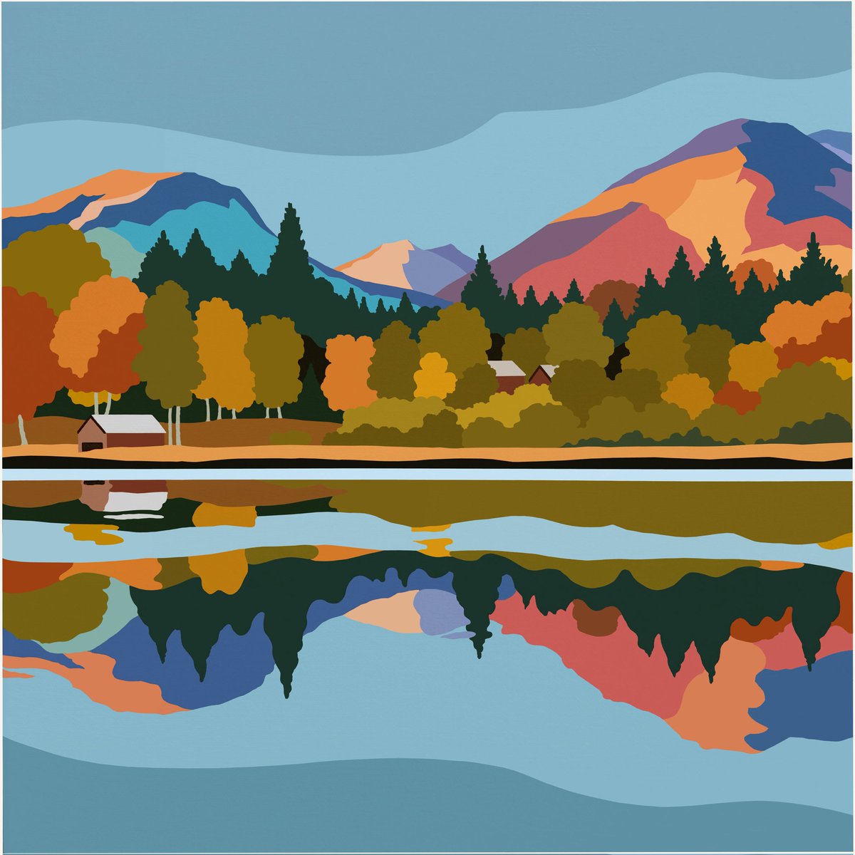 Derwentwater 
My latest #painting is now available as prints
#Keswick #Cumbria #lakedistrictart  slscott.co.uk/shop