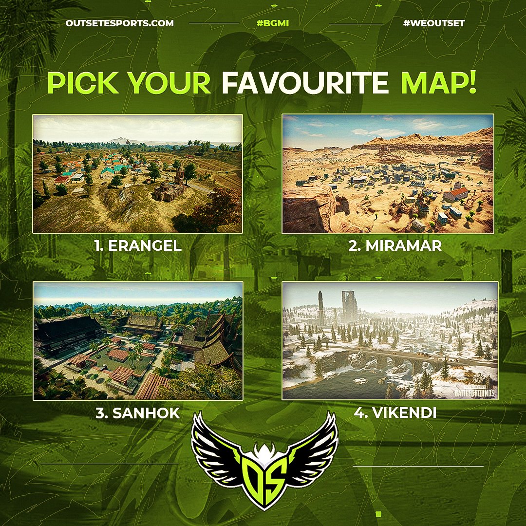outsetesports's tweet photo. Comment down below your favourite map! Personally I prefer Miramar because of the sniping potential 😋
Use #weoutset and tag us for a chance to get featured!
・
・
・
#weoutset #bgmi #pubg #pubgmobile #pubgmobileindia #pubgmemes #bgmindia #battlegroundmobileindia https://t.co/LzfDDX8YQg