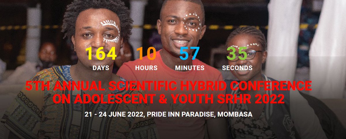 Are you Ready for the biggest Annual Scientific conference on adolescents and youth. Only 163 days left. Time to prepare to fully to utilize the space to amplify adolescents and youth voices 
<a href="/DollarmanKE/">DOLLARMAN FATINATO</a>
<a href="/rhnkorg/">Reproductive Health Network Kenya</a>
<a href="/KombeMartha/">martha kombe◢◤</a>
#RHNKConference2022
