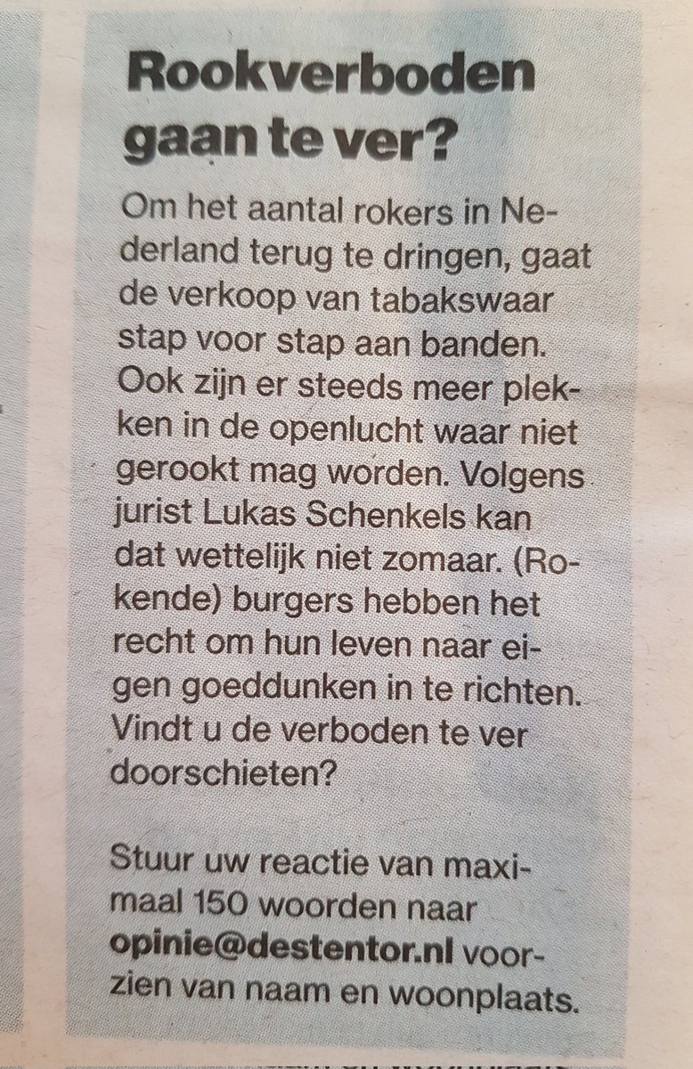 Vandaag in de Stentor.
Ga zeker een reactie sturen, maar ja 150 woorden ?
