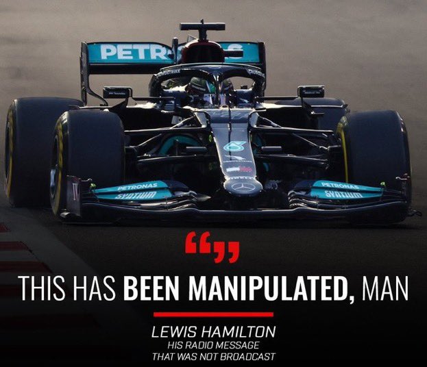 On 12.12.21 we saw how an ‘elite’ sport can take a man’s lifetime of hard work, sacrifice, determination &amp; focus &amp; decide to crush it for entertainment.

<a href="/fia/">FIA</a> we’ll continue to get louder!

#WeStandWithLewisHamilton 

#WeWontForget #F1Rigged #StandAgainstRaceManipulation #MasiOUT