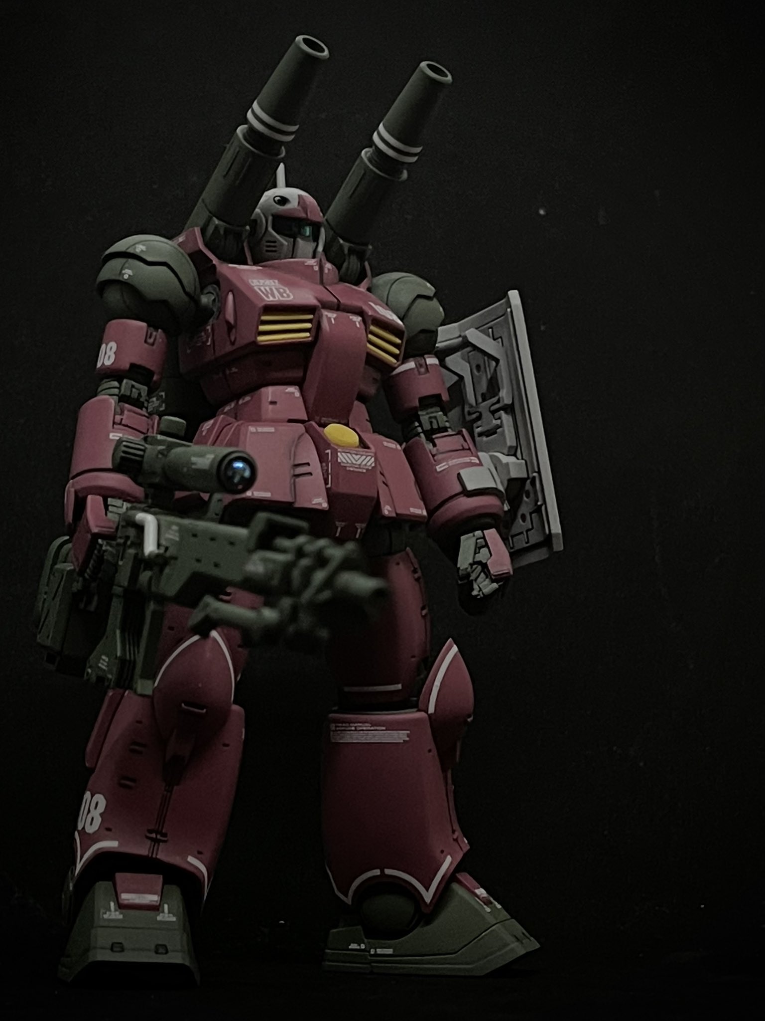 ガジュマル Museum ガンプラ Gunpla Hguc Hgto ミキシング ガンキャノン ガンキャノン初期型 カイ シデン オール缶スプレー T タミヤ C クレオス A アサヒ 外装赤 Aガーベラ 頭盾灰 Cサフ10 武器関節緑 Tフィールドグレイ 仕上げ Cプレミアム