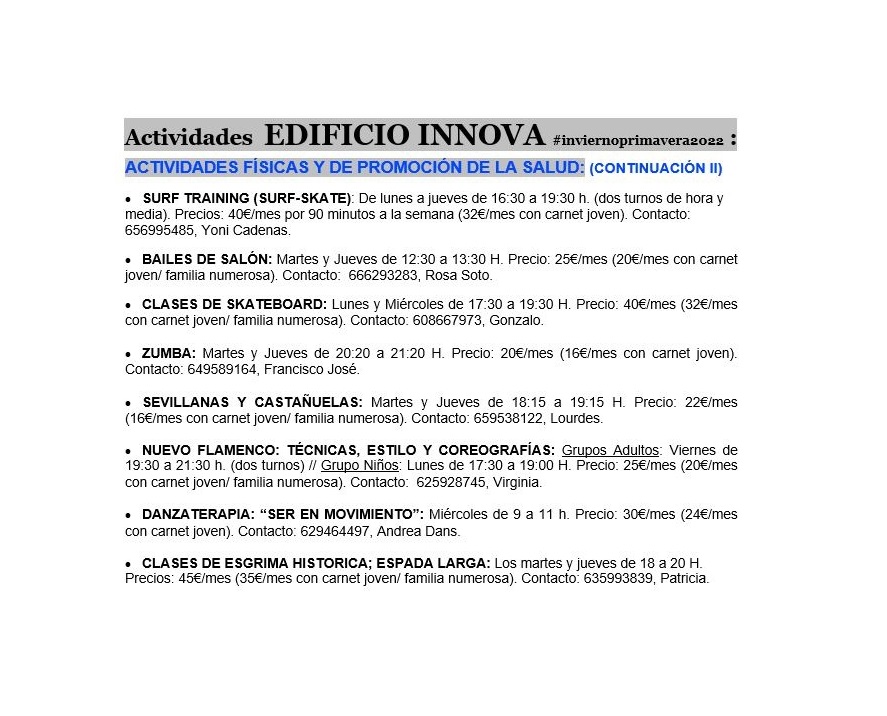 JUVENTUDBENALMA's tweet photo. SEGUNDA PARTE:
Programa de actividades INVIERNO-PRIMAVERA 2022 en el EDIFICIO INNOVA sito en Arroyo de la Miel , dependiente del Área de Juventud de Benalmádena.
¡¡¡ ANÍMATE Y PARTICIPA!!!

#ParqueInnova #inviernoprimavera2022 #ArroyodelaMiel #Juventud #Actividades https://t.co/bkRmph9FwI