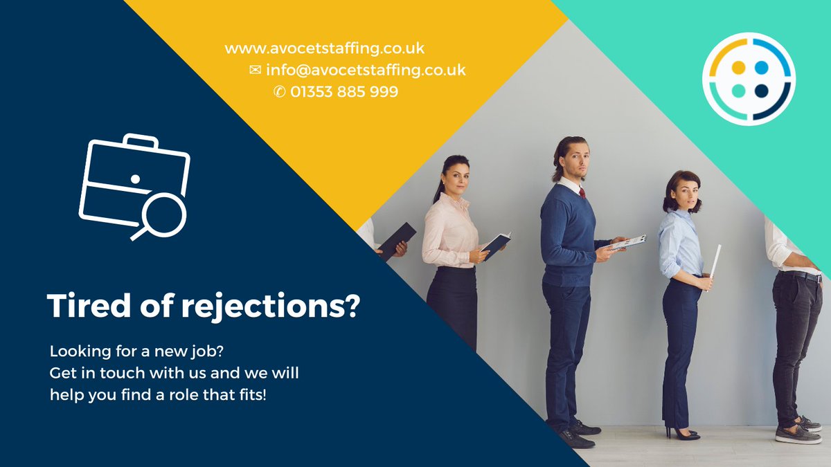 AvocetLimited's tweet photo. Don't get discouraged - get in touch with us and we will help you find the job you are looking for! 

#jobs #ukbusiness #healthcare #socialcare #cambridgejobs https://t.co/tAAhT3HuuB
