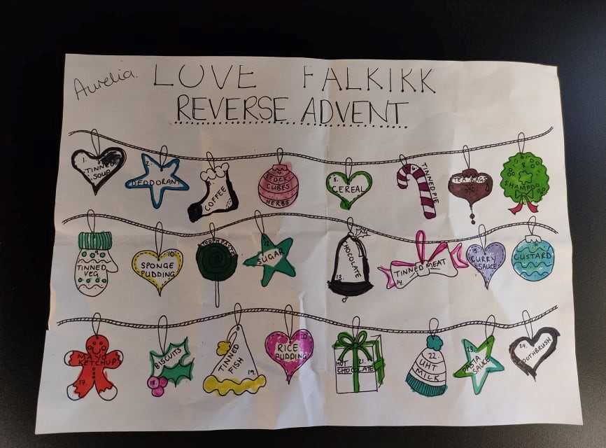 lovefalkirk's tweet photo. Thank you to everyone who donated items through our reverse advent campaign! If you still have items to drop off there will be volunteers at the cabin behind the Ochiltree Social Club in Camelon on Monday from 12pm-2pm. If you can't make that time, please get in touch. https://t.co/XL2YNHCru3