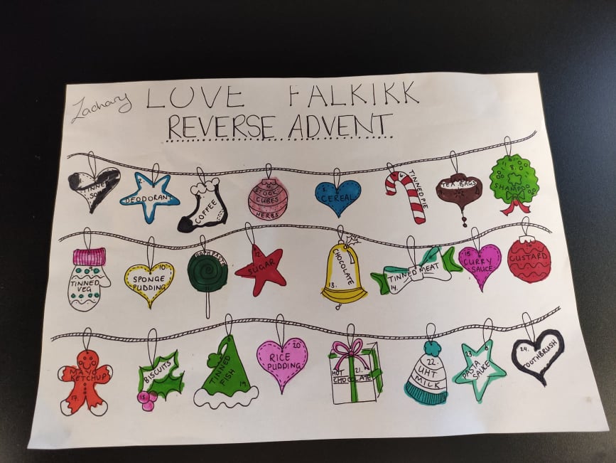 lovefalkirk's tweet photo. Thank you to everyone who donated items through our reverse advent campaign! If you still have items to drop off there will be volunteers at the cabin behind the Ochiltree Social Club in Camelon on Monday from 12pm-2pm. If you can't make that time, please get in touch. https://t.co/XL2YNHCru3