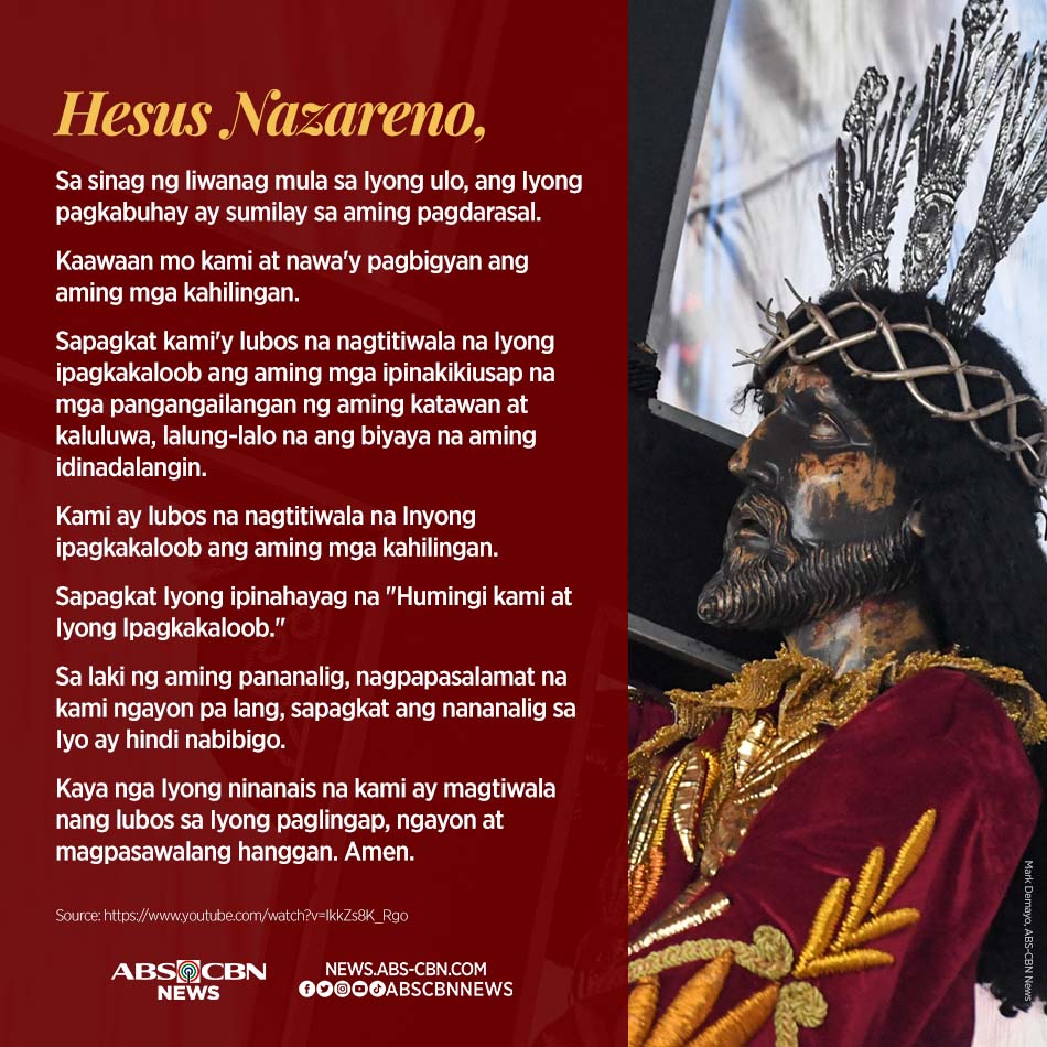 ABSCBNNews's tweet photo. Mahal na Poong Nazareno, maraming salamat sa Inyong patuloy na paggabay at pagmamahal. https://t.co/NTXjOVxOWY