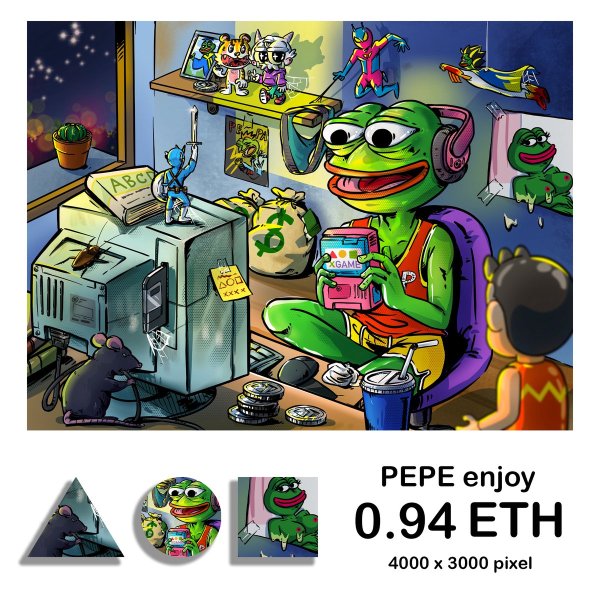 #Newdrop on @withFND! 🌐
PEPE enjoy 🎮
Pepe enjoying the Game Boy coming back from the NFT world.
Fomat : JPEG
Dia : 4000 x 3000 px
foundation.app/@Ayimji/~/1279…
Let’s have fun collecting a collection unique NFTs.
#nfts #withfoundation #pepe #FrogFam #pepethefrog #Foundation #NFTartist