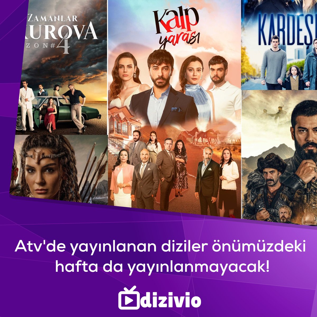Atv'de yayınlanan diziler önümüzdeki hafta da yayınlanmayacak!

#BirZamanlarÇukurova #Destan #KalpYarası #Kardeşlerim #KuruluşOsman #ATV #TürkDizileri