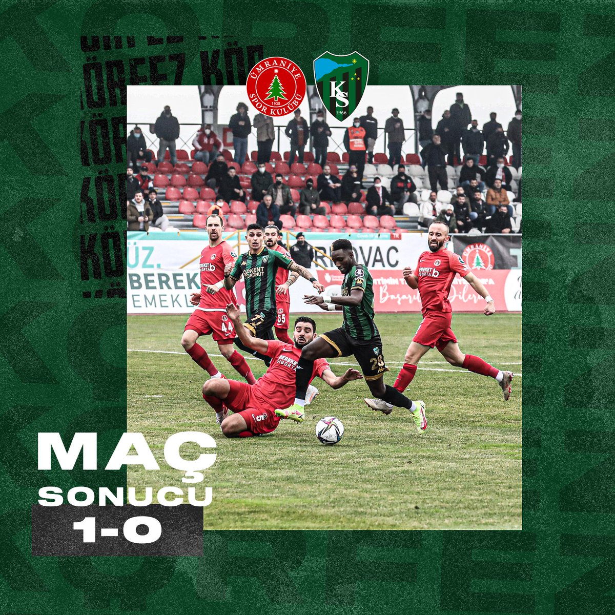 📣 MAÇ SONUCU
B. S. Ümraniyespor 1-0 Kocaelispor
#ÜMRvKS