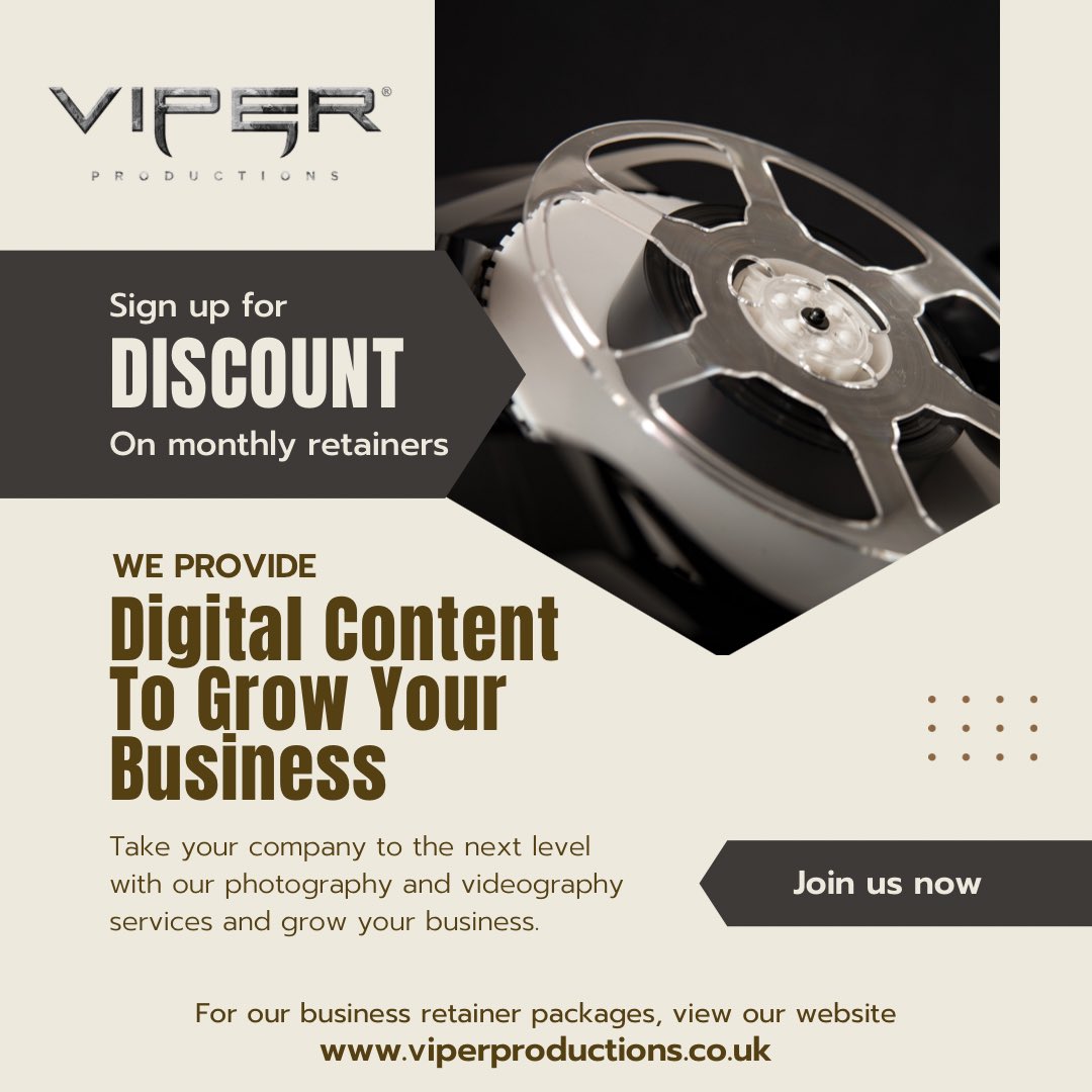 Have you seen our business retainers? 

See our website for more info:
viperproductions.co.uk