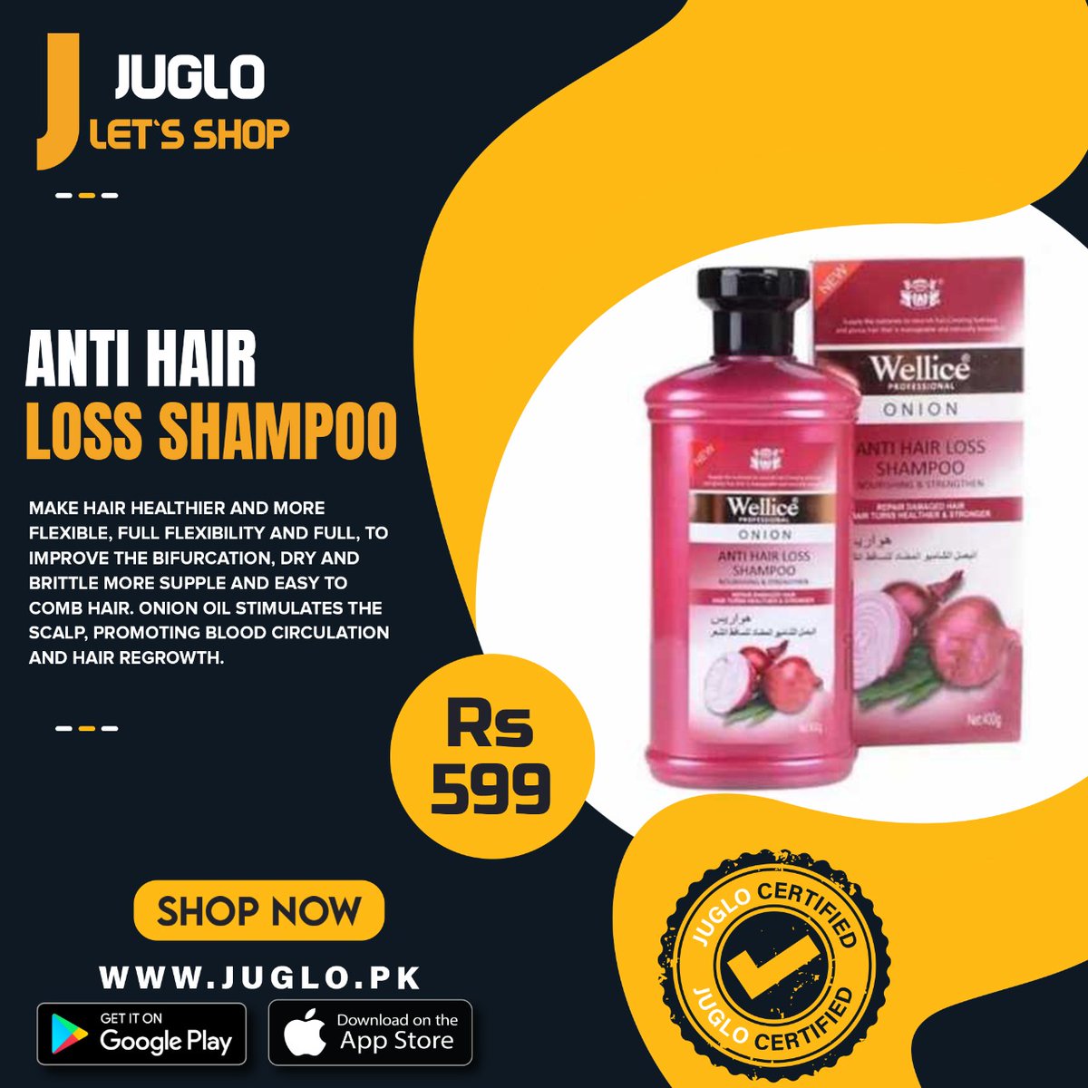 Make Your Hair Stronger and Happier with Wellice Onion Shampoo...
The Perfect Diet of Your Hair!!!
juglo.pk/wellice-onion-…
#juglopk #shopping #onlineshopping #shampoo #onionshampoo #stronghair #silkyhair #antihairloss #healthyhair