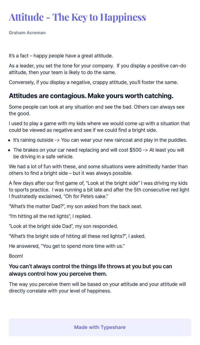 Finding the bright side to a situation will make you happier.
#ship30for30