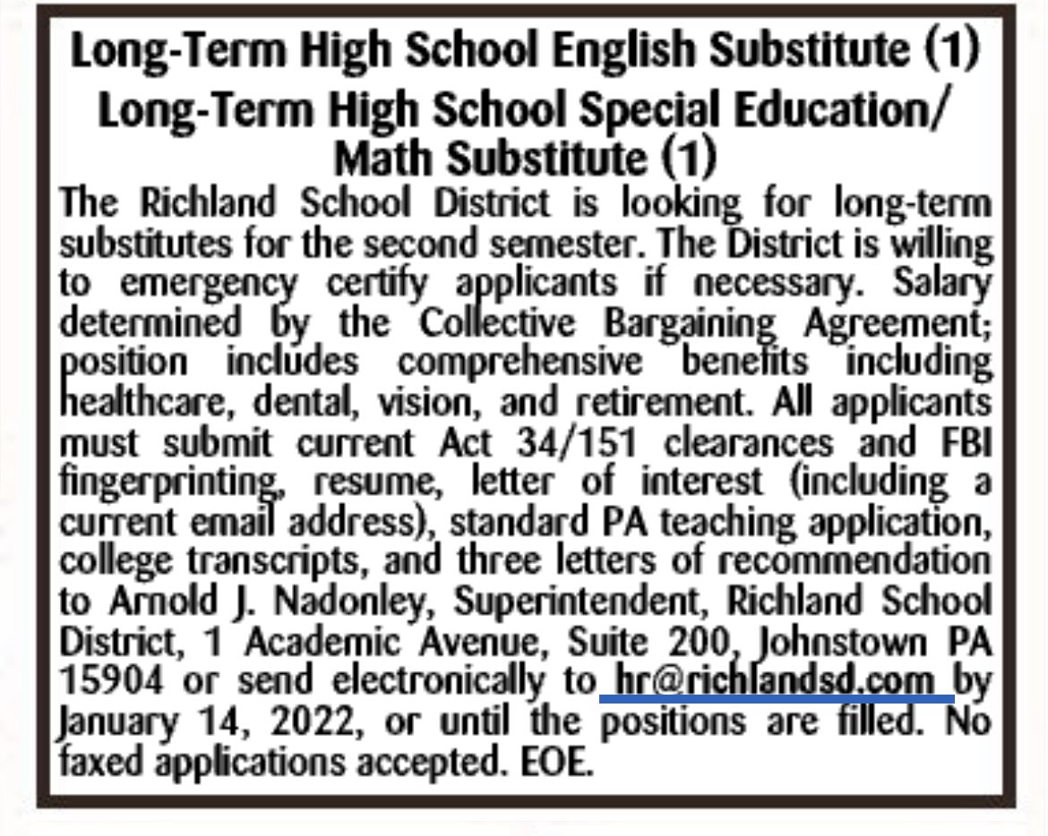 Looking for some energetic teachers for these opportunities. Contact me with any questions.