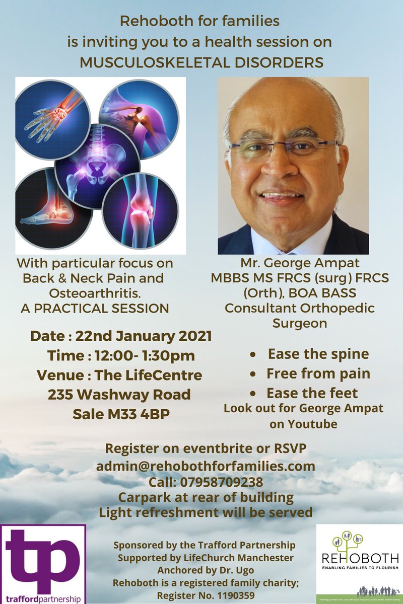 Many people complain about aches and pains, join us to learn how to ease or get rid of the pain. Register at eventbrite.co.uk/e/218898470217. Only 20 spaces available!