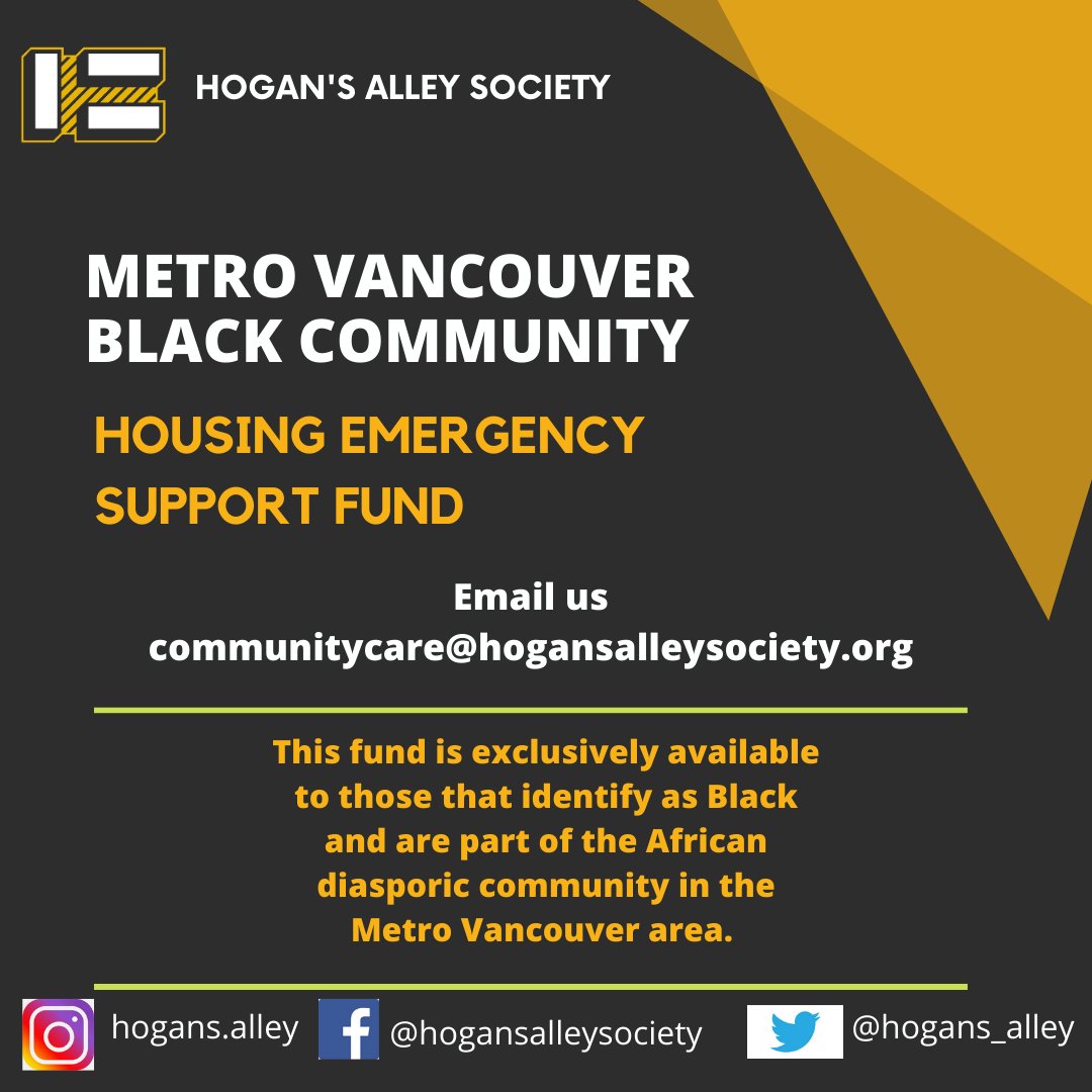 hogans_alley's tweet image. In need of a little help with some Housing Related expenses (Rent, Food/Supplies, Utilities, etc)? 
We can help with up to $250!
This is a micro-grant program exclusively for Black identifying folks in the Metro Vancouver area.

Contact: communitycare@hogansalleysociety.org