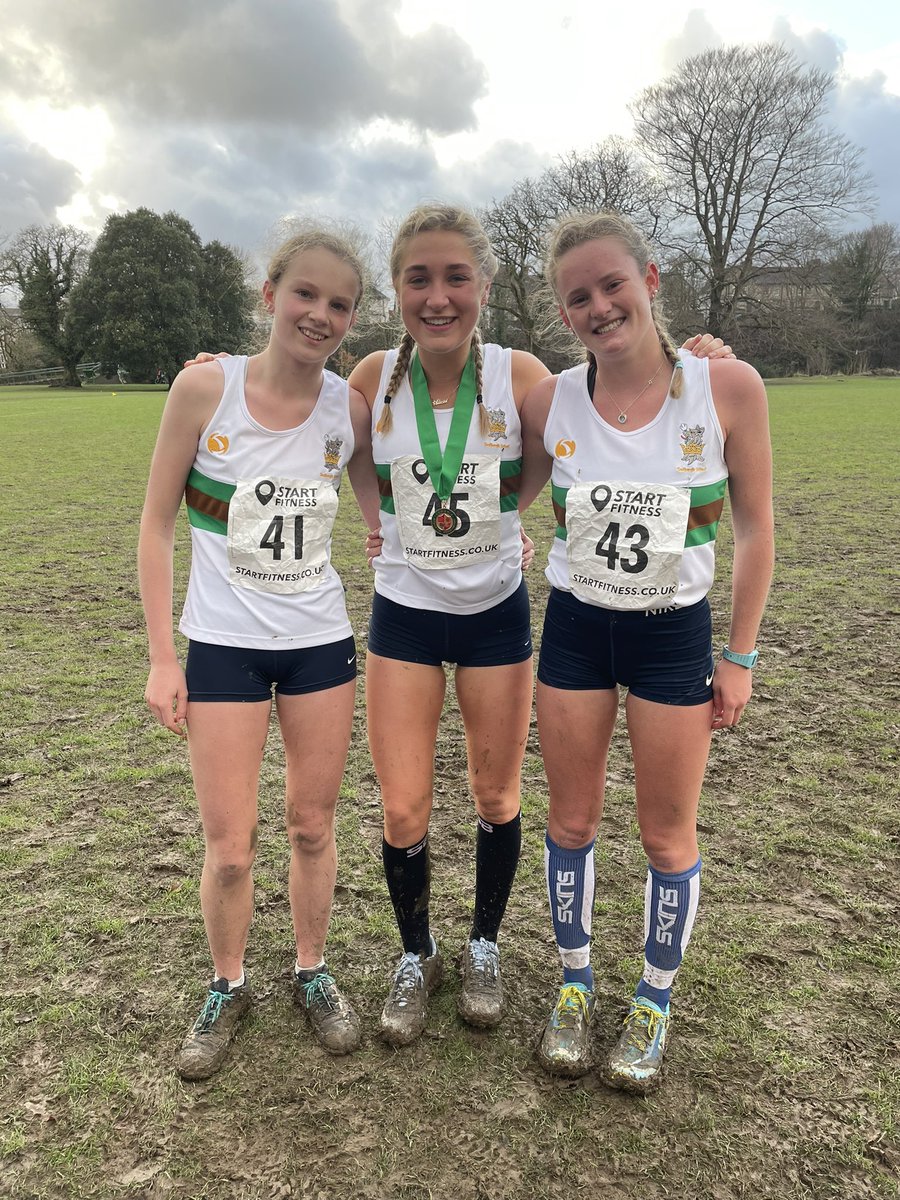 The senior girl runners enjoyed themselves at The Cumbria County Cross Country Championships at Fitz Park, Keswick. #crosscountryrunning #Cumbria @SedberghRunning