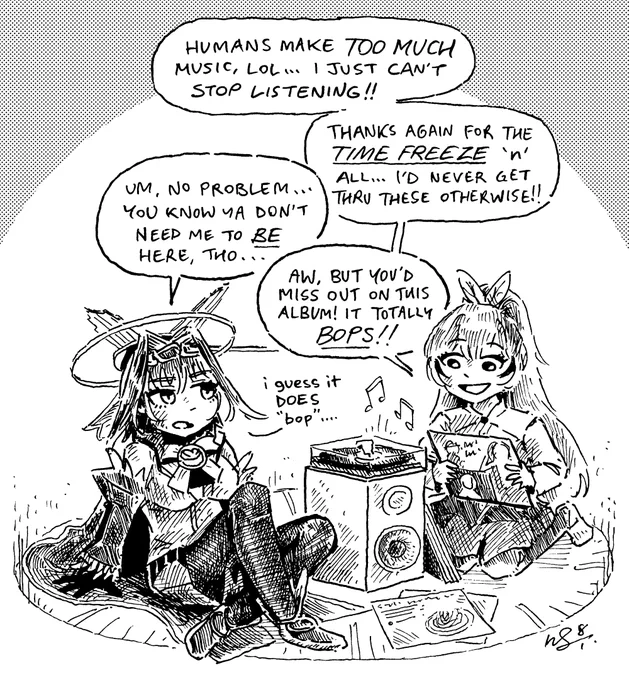(they are listening to south american jazz fusion) #kronillust #drawMEI #kronmei 