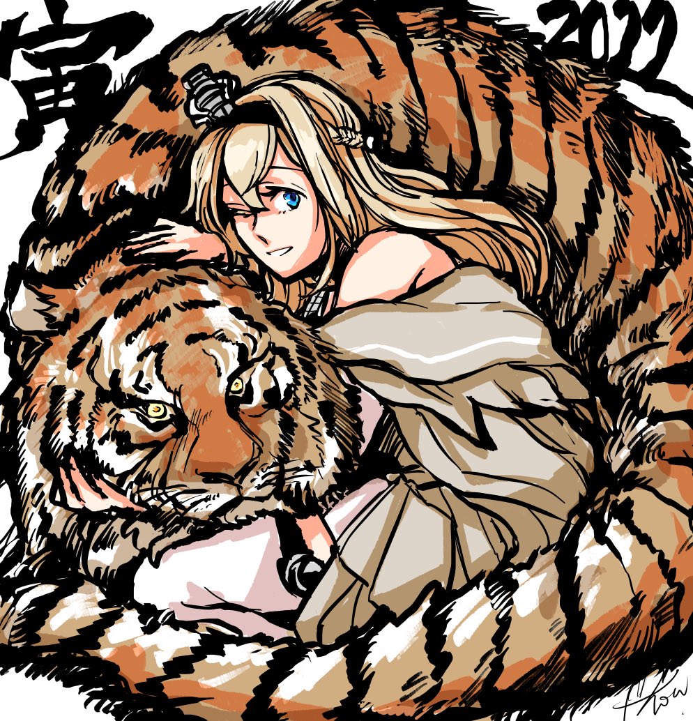 warspite (kancolle) 1girl blonde hair tiger crown long hair blue eyes dress  illustration images