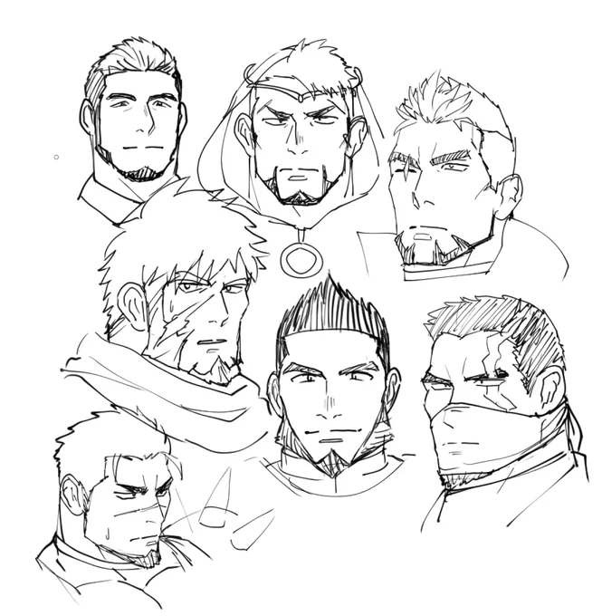 エンジン描けるために顔だけ練習。ここ数年描いている創作ファンタジーキャラたち 