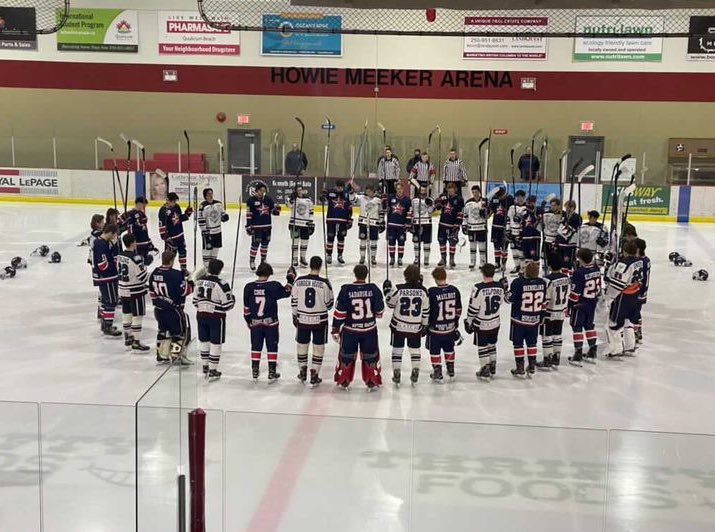 Oceanside Generals (@generalsjra) on Twitter photo The Generals and <a href="/CVGKhockey/">Comox Valley Glacier Kings Jr A Hockey Club</a> gathered at centre ice last night to pay tribute to Grant Gilbertson. The players tapped their sticks 26 times and then paused for a moment of silence. The Generals and <a href="/CVGKhockey/">Comox Valley Glacier Kings Jr A Hockey Club</a> gathered at centre ice last night to pay tribute to Grant Gilbertson. The players tapped their sticks 26 times and then paused for a moment of silence.