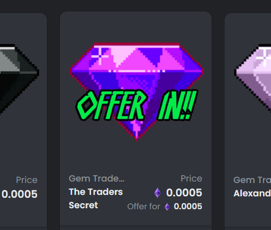 💎Announcement !💎

We are accepting all first offers above our Presale Price!

Unfortunatly 
<a href="/opensea/">OpenSea</a>
 wont let us accept anything below $2.00 (Currently 0.00064 $ETH).. Sorry! 

Check Them Out!
opensea.io/collection/gem…

#NFTCommunity #NFT #NFTsale #NFTOffer #Moonshot
