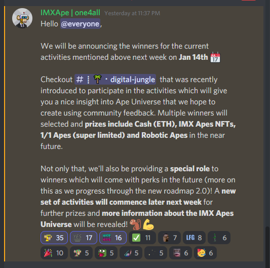 We will be #announcing the winners for the current activities mentioned above next week on Jan 14th. Make sure to submit your configurations!

#ApeTogetherStrong