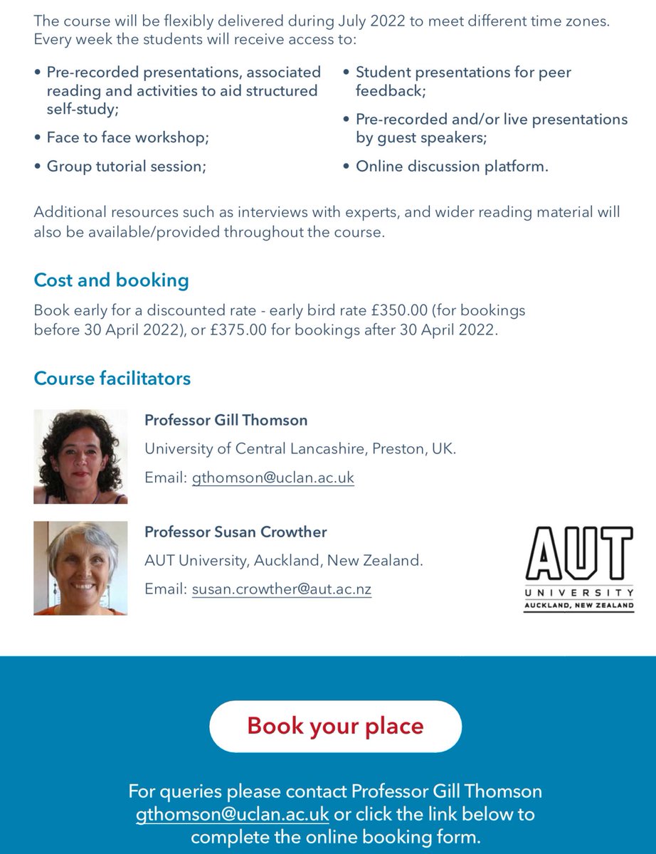 SusanCrowtherMW's tweet photo. 2022 course now live! https://t.co/RXuwDpKqF7  @gill_thomson RT please - info in link &amp; posters @AUTuni @UCLan @AUTSoCS @kaylesley6 @RodantevdWaal @Mayra_K11 @RGUresearch @jenhock13 @ZoeBradfield @Dianethemidwife @PhDMidwives #hermeneuticphenomenology #phdchat #PhDLife #PhD https://t.co/4oroEeHtbD