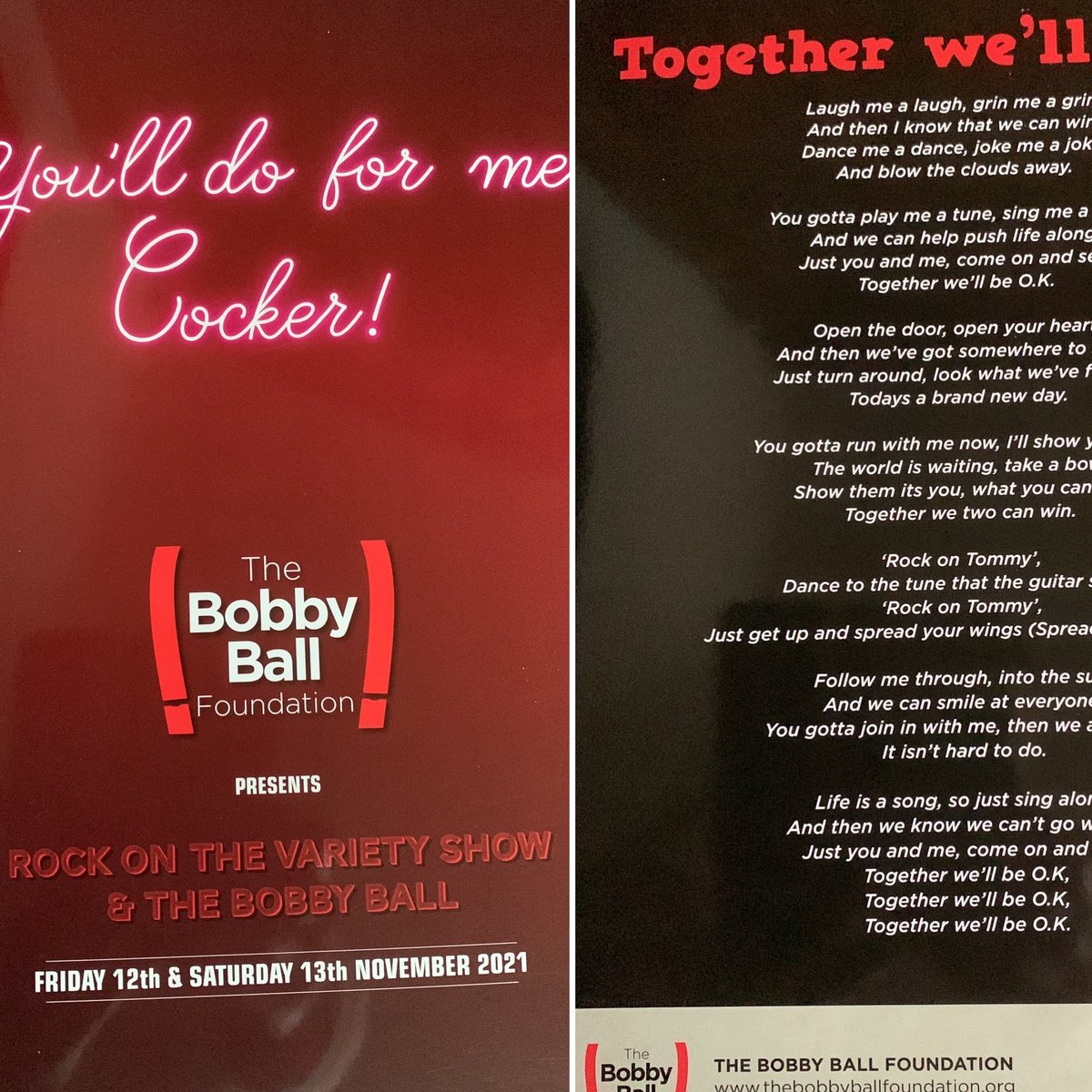 Have we got a treat for you! If you couldn't make it to the amazing Bobby Ball Weekend in November, we have a very special limited number of Programmes for sale! They are £10 each including P&amp;P - please head over to the Facebook Page for details x
All proceeds to our charities