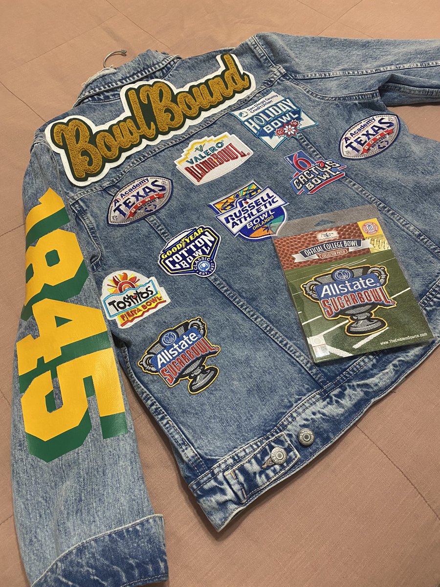 Guess I need to add my new @SugarBowlNola patch to my @BUFootball bowl game jacket since it came in the mail this week 💚💛💚💛 #Big12Champs #SugarBowlChamps #SicEm @BaylorAthletics
