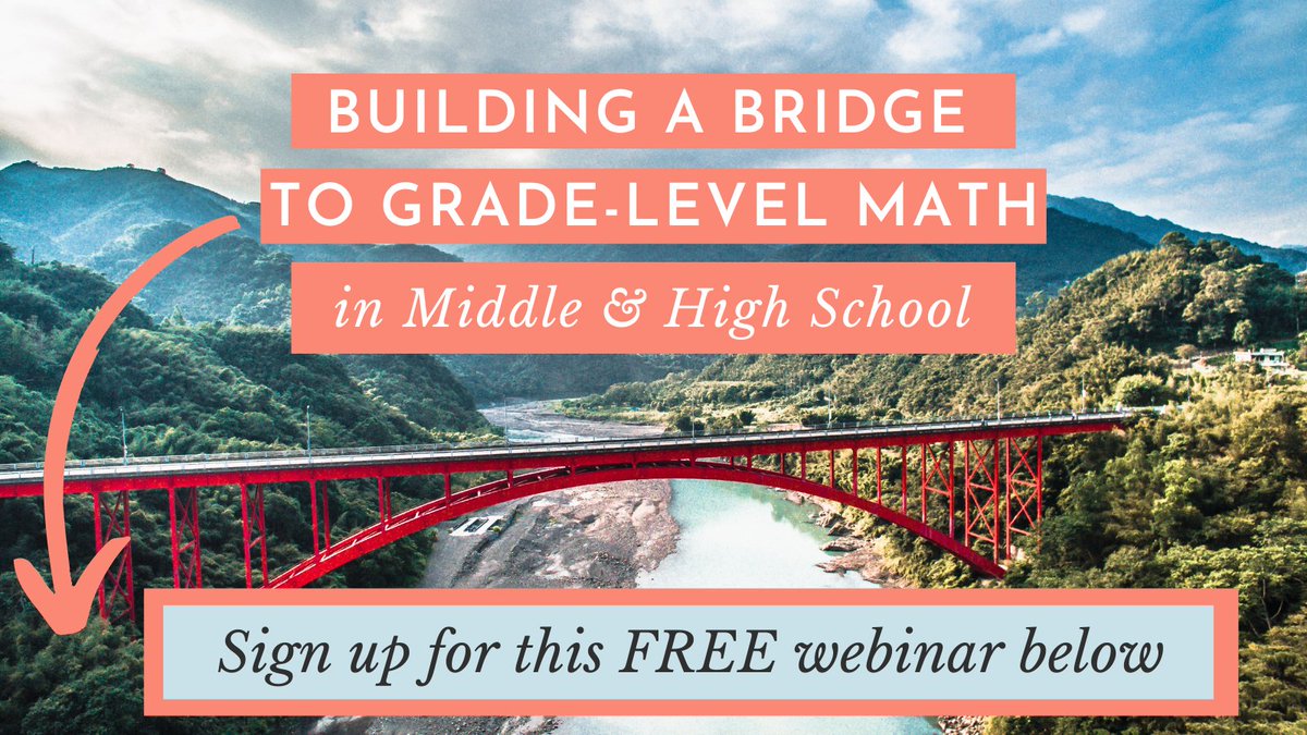 I'm excited to share more about How to Build a Bridge to Grade-Level Math in MS &amp; HS in partnership with <a href="/GlobalMathDept/">Global Math Department 🌍🌎🌏🧮</a>. Are you a 6-12 teacher whose kids are "behind" in math? This is for you! FREE webinar is Tues, 1/11. Sign up here: bit.ly/3F7TNJS

#iteachmath #MTBOS