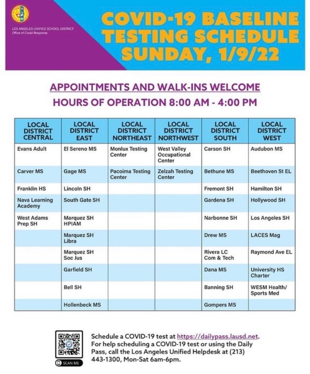 Weekend COVID-19 testing schedule!