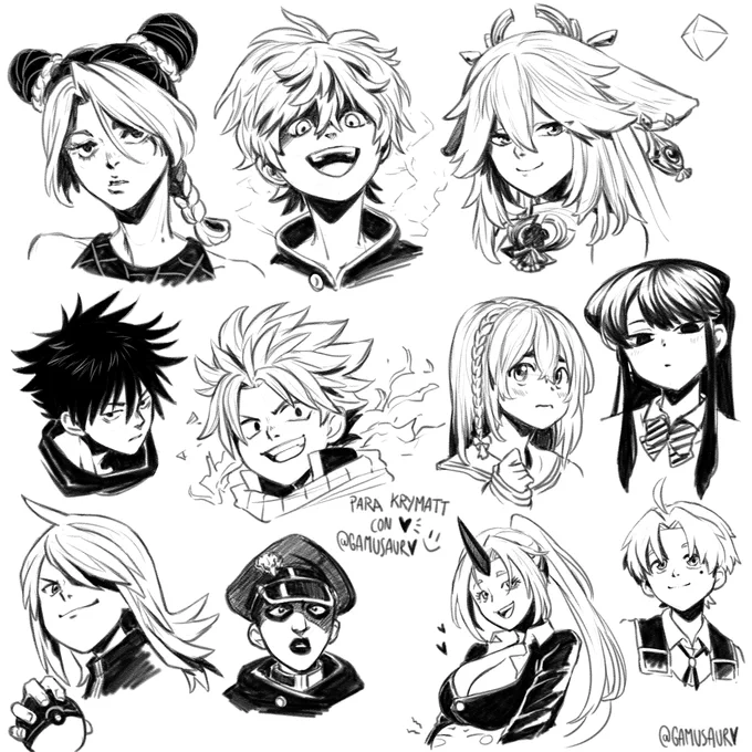 Thank you all for coming to my stream today! Here's the result with all the characters you suggested, this was super fun ♥️✨ 