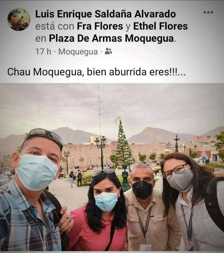 Oscarqugo's tweet photo. 🚨 Funcionarios de la oficina de Comunicaciones de @pcmperu  se burlan de Moquegua. La institución ha tenido que pedir disculpas. Se esperan sanciones. https://t.co/lNcVpbRKed