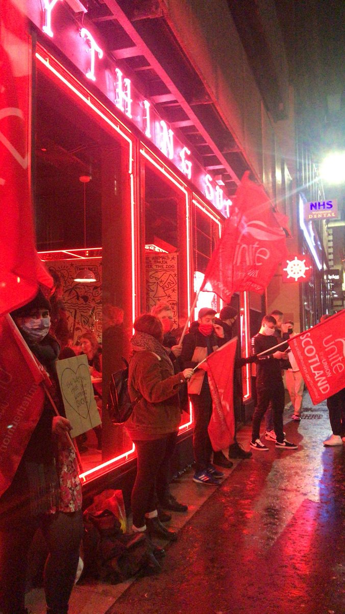 Happening right now in Glasgow. The workers at MacMerry and Abandon Ship won't back down. There's power in a union.