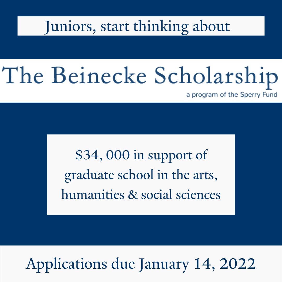 YaleFellowships's tweet photo. The deadline for the Beinecke Scholarship is fast-approaching! This is a great opportunity for graduate school in the arts, humanities &amp; social sciences. https://t.co/64YNJD6t3I