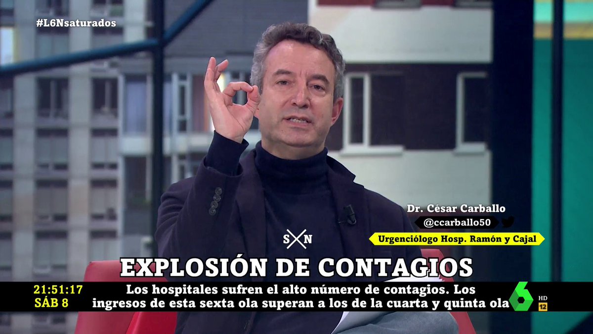 laSexta Xplica (@lasextaxplica) on Twitter photo . <a href="/ccarballo50/">Cesar Carballo</a> "Nuestra respuesta institucional y social es CERO presidente Sánchez y luego los políticos creen que hay otra pandemia: de imbéciles. La única medida que se puso en marcha fue la mascarilla en exteriores".
#L6Nsaturados . <a href="/ccarballo50/">Cesar Carballo</a> "Nuestra respuesta institucional y social es CERO presidente Sánchez y luego los políticos creen que hay otra pandemia: de imbéciles. La única medida que se puso en marcha fue la mascarilla en exteriores".
#L6Nsaturados