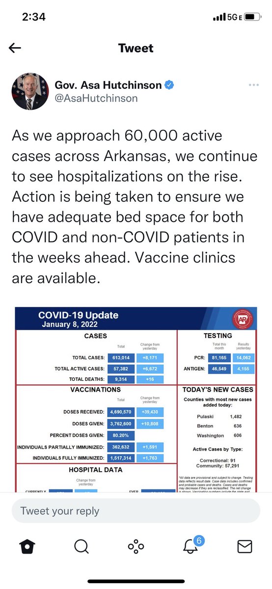 McclaneVeronica's tweet photo. I can’t. This is just the most ridiculous thing. @AsaHutchinson what are you doing?!?! This is blatant disregard for human life. Don’t EVER claim to be prolife or pretend you care about reducing ACEs EVER again. #maskupAR your governor wants you to die. https://t.co/R67Oq7JY2R