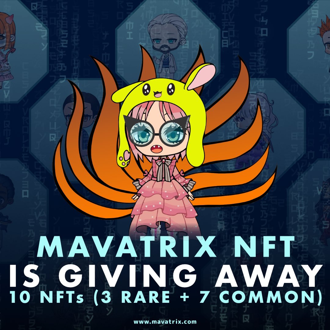 MavatrixGame's tweet photo. 🎁MAVA-#GIVEAWAY🎁 is STARTING this #TUESDAY!

🎉10 #NFT’s (7 Common + 3 Rare)🎉
With daily rewards from 0.0100% to 0.4350%

For a chance to win!
🔁 RT this post
1️⃣ Follow us @Mavatrix_NFT 
2️⃣ Join Our Discord https://t.co/n8TZwNrRst
3️⃣ Join Our Telegram https://t.co/sFjcI8qaMW https://t.co/OdXTaqdNgC