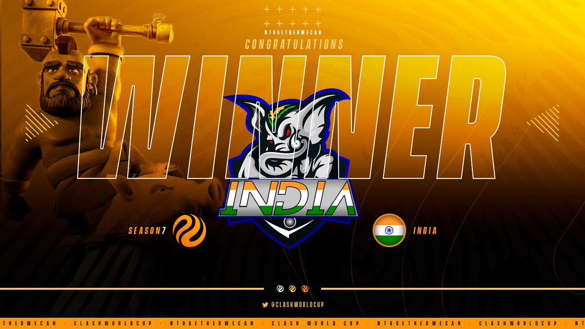 ClashWorldCup's tweet image. @TeamIndiaCoc 🇮🇳 takes its place in the #CWC7 podium in third position! 🥉 GG, a deserved one!

Congratulations also to @TeamFranceCoC for the fantastic path made in this S7! Well played! 👏

See you tomorrow, 18 UTC, for the #CWC7 Grand Final!